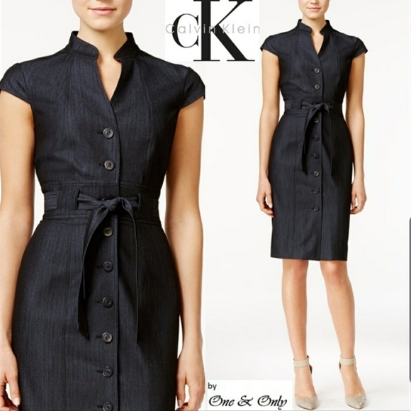 cap sleeve denim dress